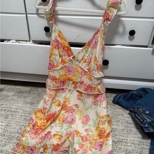 Showpo Vibrant Floral Mini Dress - Pink, Orange, Green